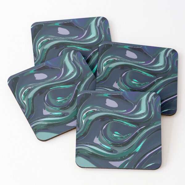 Item preview, Glossy Liquid Flow in Emerald and Indigo designed and sold by Harmonic_Layers.