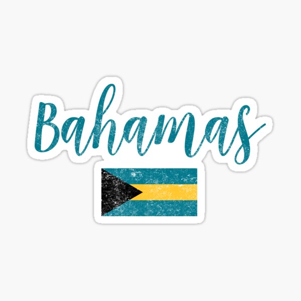 Bahamas Flag Vintage Handwriting Style Sticker