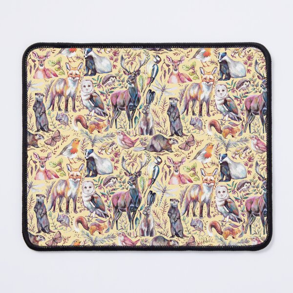 Item preview, woodland wildlife pattern - honey lemon colourway designed and sold by MeganRoseArt.