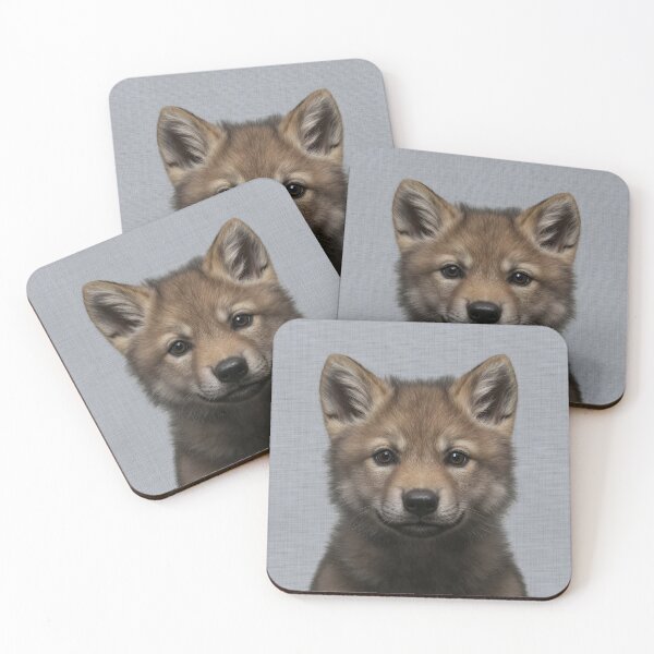 Item preview, Baby Wolf on Grasscloth Fabric – Cute Jungle Cub designed and sold by svarupa.