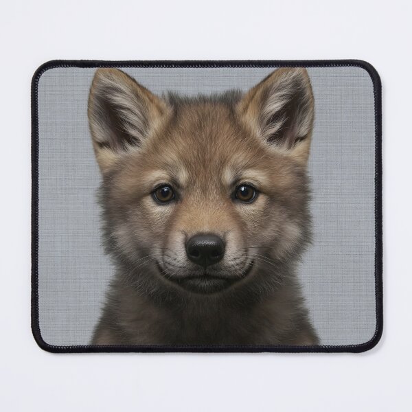 Item preview, Baby Wolf on Grasscloth Fabric – Cute Jungle Cub designed and sold by svarupa.