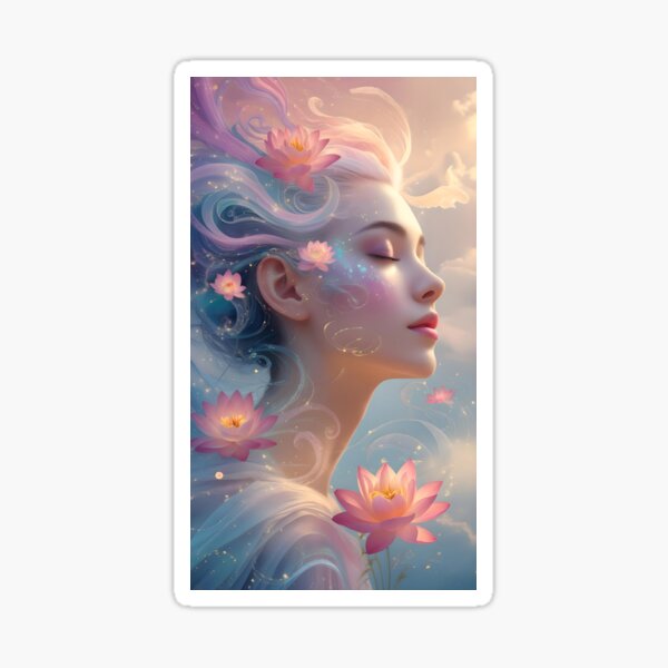 Item preview, Dreams in Bloom Ethereal Pink Aesthetic Portrait Art designed and sold by naivnoia.