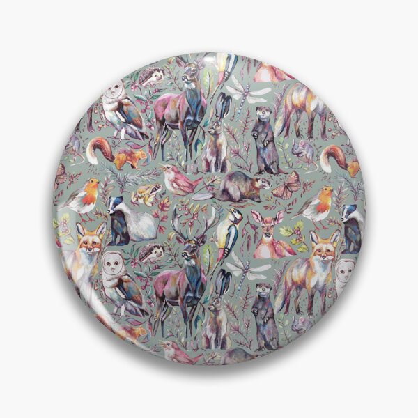 Item preview, Woodland wildlife pattern - moss green colour way designed and sold by MeganRoseArt.