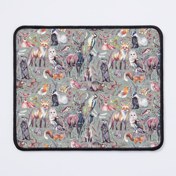 Item preview, Woodland wildlife pattern - moss green colour way designed and sold by MeganRoseArt.