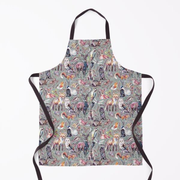 Item preview, Woodland wildlife pattern - moss green colour way designed and sold by MeganRoseArt.