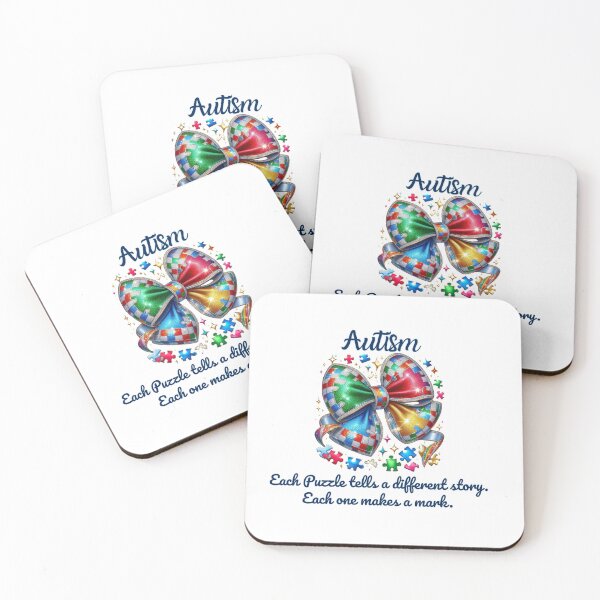 Item preview, Autism Awareness - Each Puzzle tells a different story, Each one makes a mark, Colourful Autism Puzzle Bow - Embrace Neurodiversity - Support Mental Health - ADHD - Special education designed and sold by Ceevie Design.