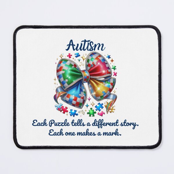 Item preview, Autism Awareness - Each Puzzle tells a different story, Each one makes a mark, Colourful Autism Puzzle Bow - Embrace Neurodiversity - Support Mental Health - ADHD - Special education designed and sold by Ceevie Design.