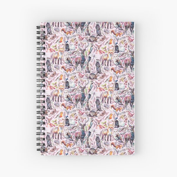 Item preview, Woodland wildlife pattern - pastel pink colour way designed and sold by MeganRoseArt.