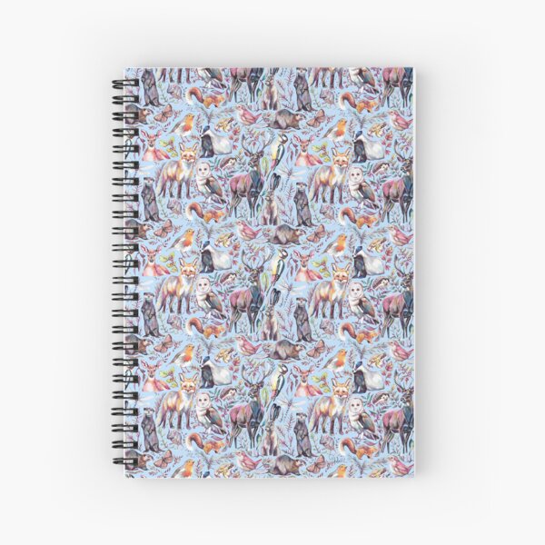 Item preview, Woodland wildlife pattern - sky blue colour way designed and sold by MeganRoseArt.