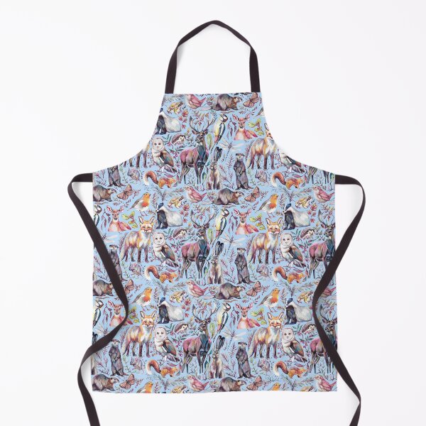 Item preview, Woodland wildlife pattern - sky blue colour way designed and sold by MeganRoseArt.