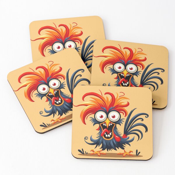 Item preview, Crazy Cartoon Rooster – Funny Wild Chicken Art for Animal Lovers designed and sold by gkhanco.