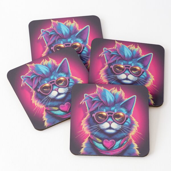 Item preview, Neon Punk Cat – Retro Cyber Feline designed and sold by MDKey DESIGN.
