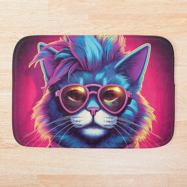 Item preview, Neon Punk Cat – Retro Cyber Feline designed and sold by MDKey DESIGN.