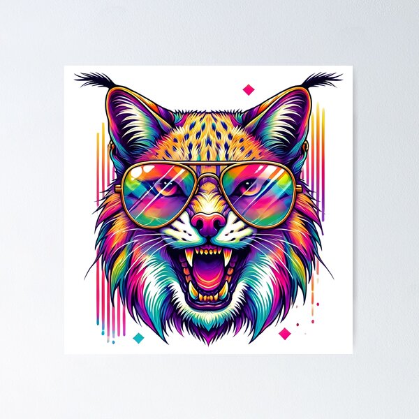 Item preview, Psychedelic Lynx| Colourfull Cool Wild çCat Design designed and sold by Shamrocx.