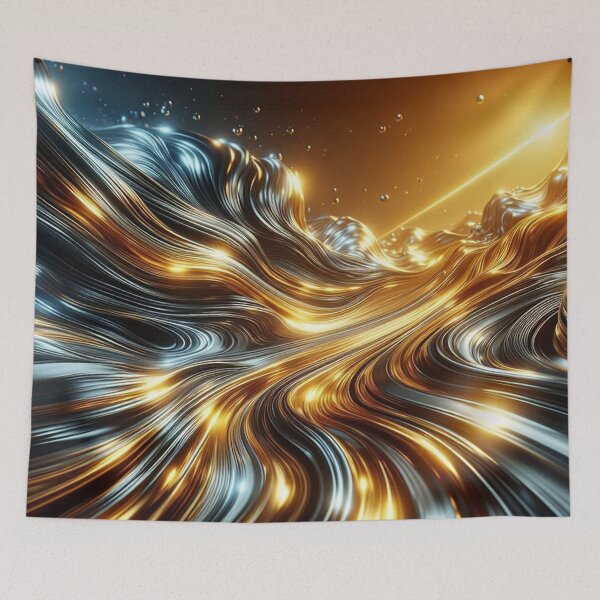 Item preview, AI-Designed Abstract Gold & Silver Liquid Effect – Luxurious & Dynamic Artwork for Clothing, Accessories & Modern Fashion designed and sold by knalpot-design.