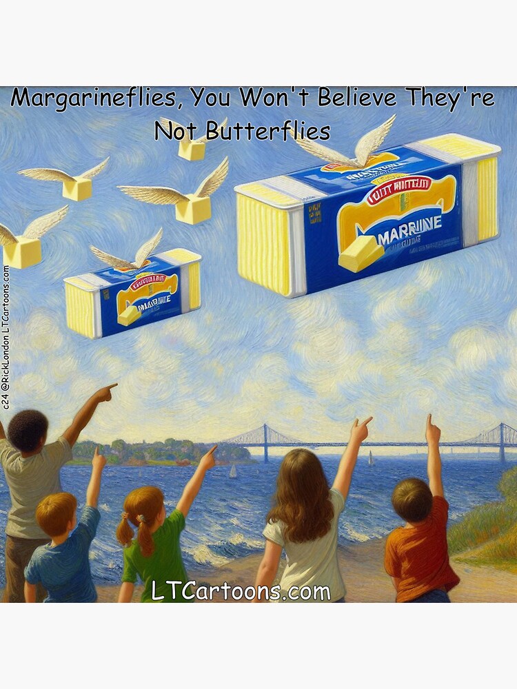 Thumbnail 3 of 3, Sticker, Butterflies Vs Margarineflies designed and sold by ltcartoons.