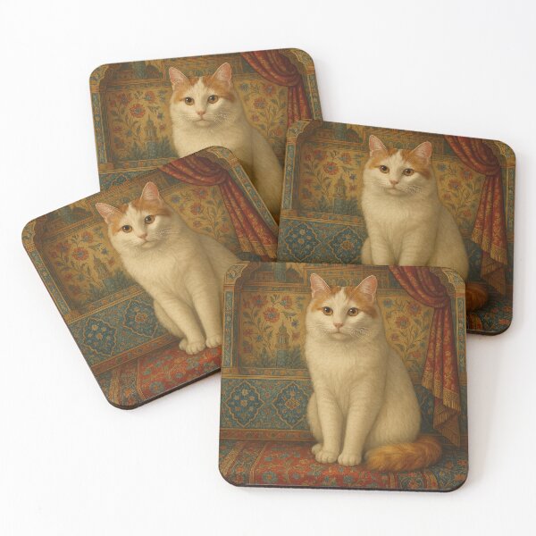 Item preview, Turkish Van Cat in Qajar Persian Style designed and sold by LesChatsArt.
