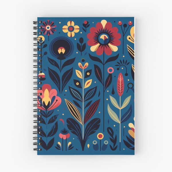 Artikelvorschau, Skandinavisches Volkskunst-Blumenmuster – Leuchtende Blüten auf tiefem Blau von heidiannemorris entworfen und verkauft von FOLK ART FUSION by heidiannemorris.
