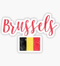Brussels Flag Vintage Handwriting Style Sticker