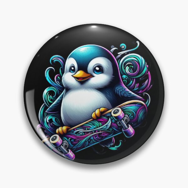 Item preview, RAD Penguin on Skateboard Dreamy Fantasy Style Graphic Design designed and sold by GEM STYLE.