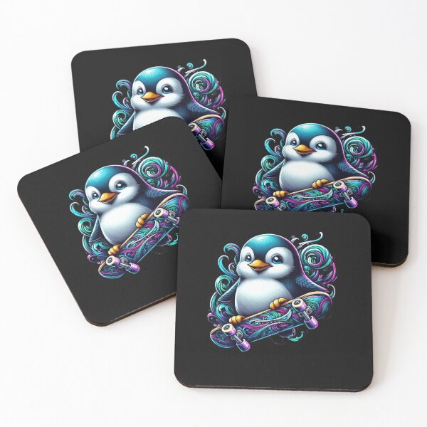 Item preview, RAD Penguin on Skateboard Dreamy Fantasy Style Graphic Design designed and sold by GEM STYLE.