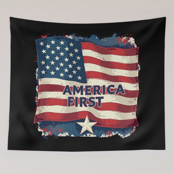 Item preview, "America First" - Patriotic Flag designed and sold by MySheetMusicArt.