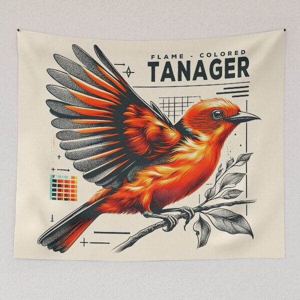 Item preview, Flame-colored Tanager 3 designed and sold by theAVIARY7.