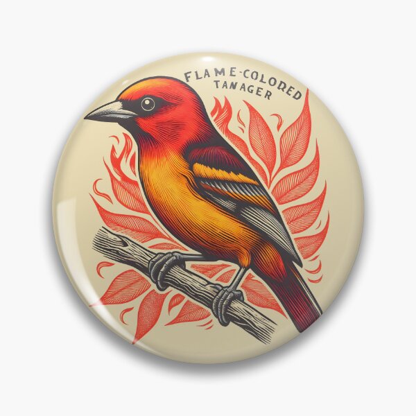 Item preview, Flame-colored Tanager 2 designed and sold by theAVIARY7.