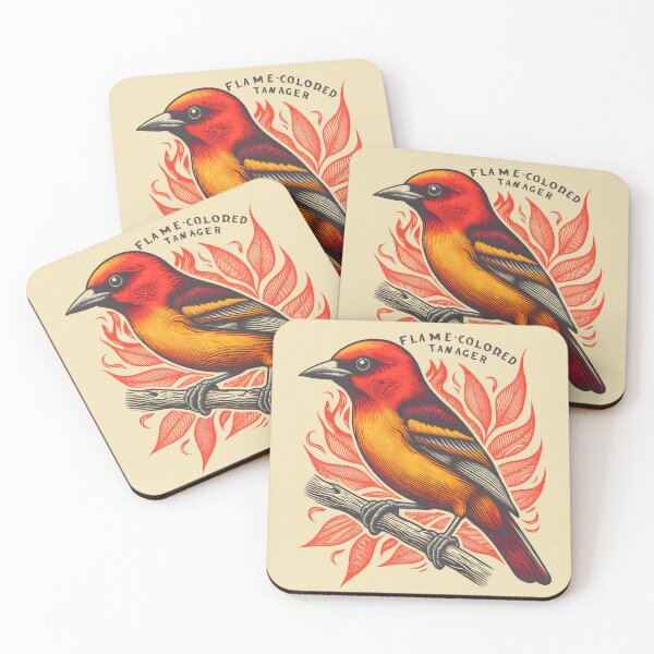 Item preview, Flame-colored Tanager 2 designed and sold by theAVIARY7.