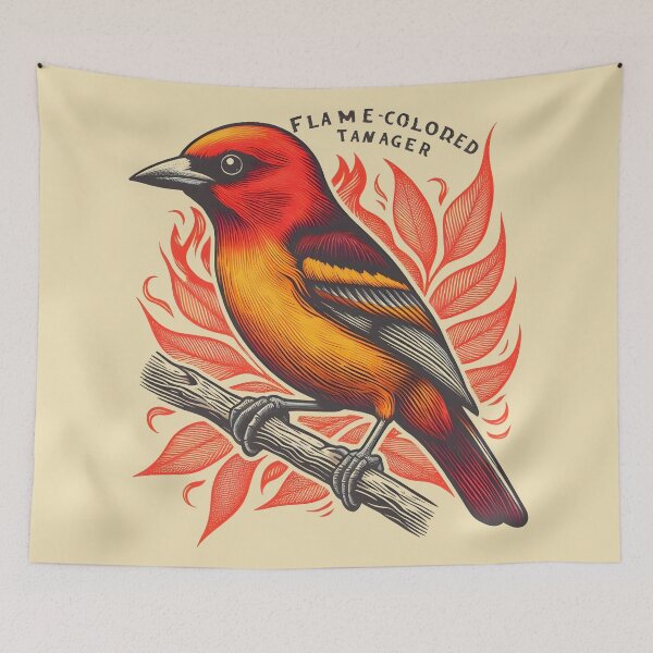 Item preview, Flame-colored Tanager 2 designed and sold by theAVIARY7.