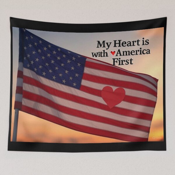 Item preview, "My Heart is with America First" - Patriotic Love designed and sold by MySheetMusicArt.