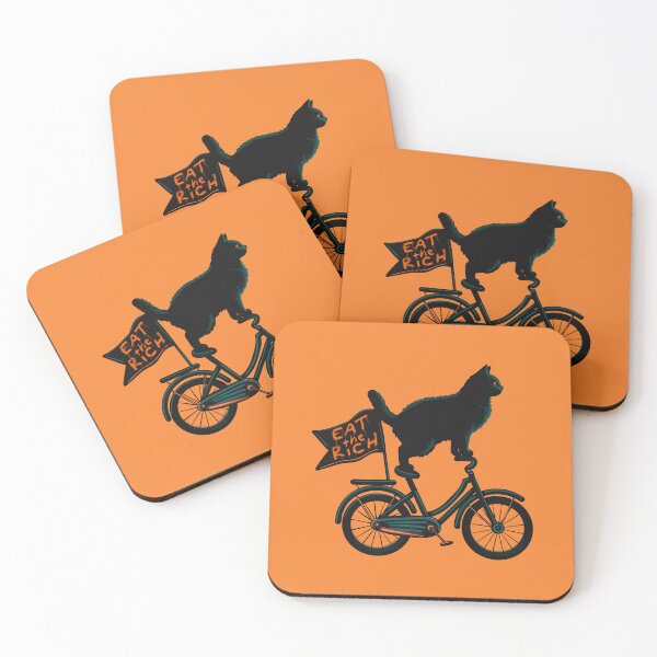Item preview, Eat The Rich Cat On A Bicycle designed and sold by KilkennyCat Art.