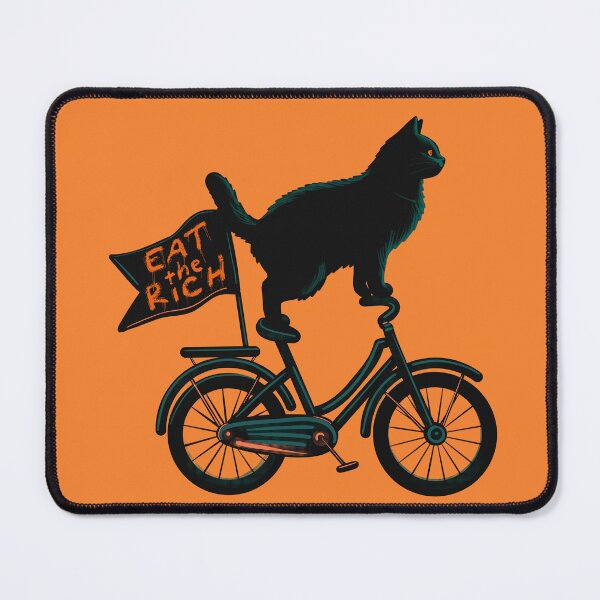 Item preview, Eat The Rich Cat On A Bicycle designed and sold by KilkennyCat Art.