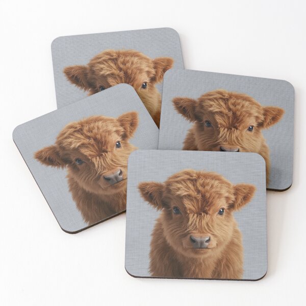 Item preview, Baby Highland Calf on Grasscloth Fabric – Cute Jungle Cub designed and sold by svarupa.