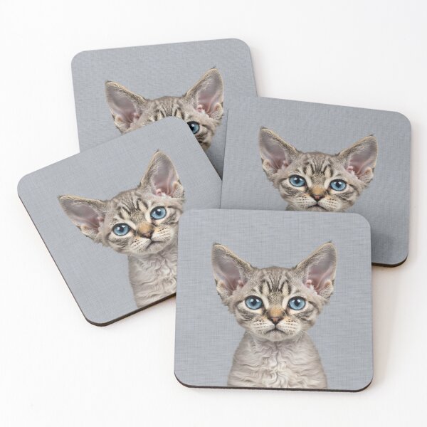 Item preview, Baby Devon Rex Cat on Grasscloth Fabric – Cute Jungle Cub designed and sold by svarupa.
