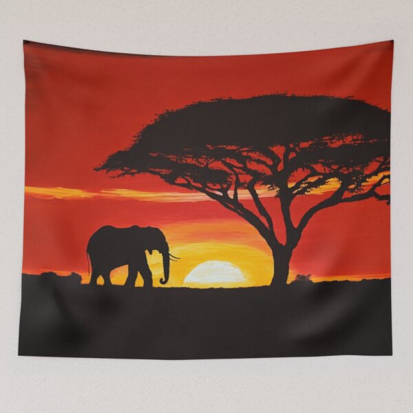 Item preview, African Sunset, Elephant, Africa, African Art, African Decor, Black Art, Frameable Art, Oil Painting Style, Gift, Africa Gift, AI Art, Wall Art designed and sold by GSizzle1.