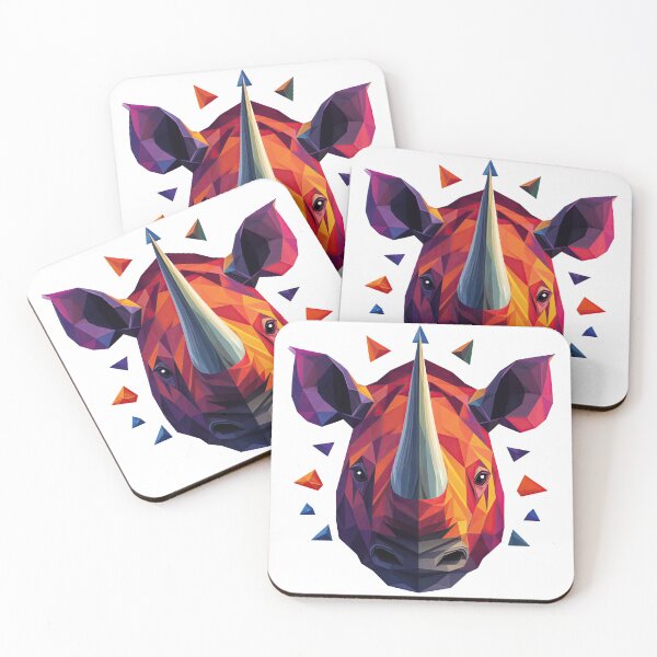 Item preview, Geometric Rhino Head – Vibrant Polygonal Wildlife Art designed and sold by ForeverPrintsOK.