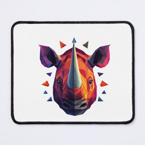 Item preview, Geometric Rhino Head – Vibrant Polygonal Wildlife Art designed and sold by ForeverPrintsOK.