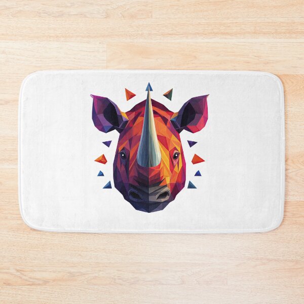 Item preview, Geometric Rhino Head – Vibrant Polygonal Wildlife Art designed and sold by ForeverPrintsOK.