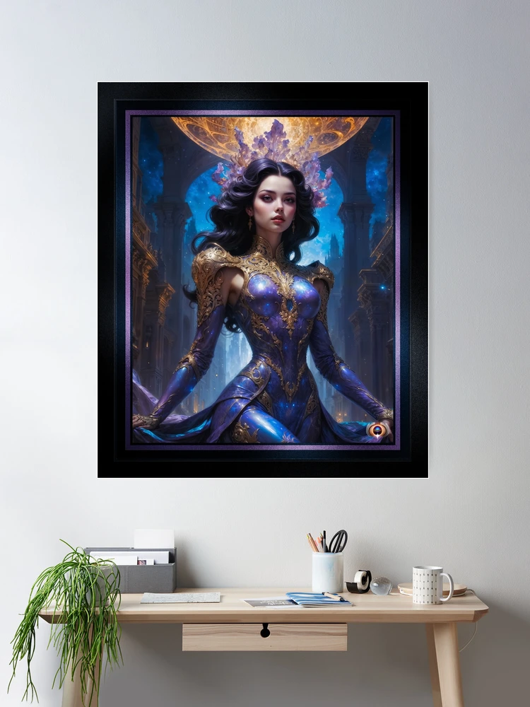 An Ornate Portrait Of The Celestial Beauty Aethelwynn AI Concept Art by Xzendor7 2 An Ornate Portrait Of The Celestial Beauty Aethelwynn Captivating AI Concept Art by Xzendor7 Wall Decor Poster Art Print