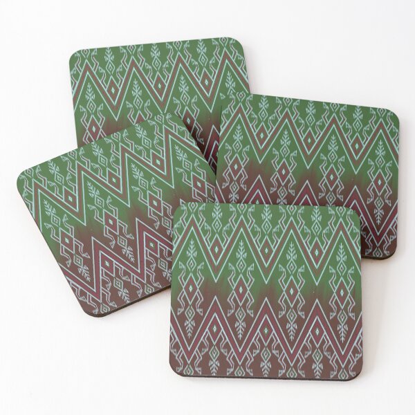 Item preview, Geometric Thai Ikat – Red and Green Sacred Tribal Pattern designed and sold by Mondee Shop.
