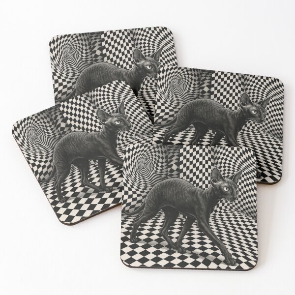 Item preview, Cornish Rex in an Op Art Labyrinth designed and sold by LesChatsArt.