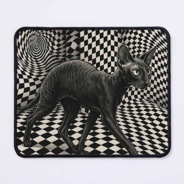 Item preview, Cornish Rex in an Op Art Labyrinth designed and sold by LesChatsArt.