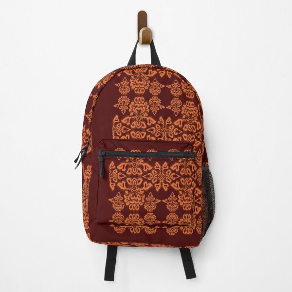 Item preview, Bold Thai Floral Pattern – Orange on Black Temple-Inspired Design designed and sold by Mondee Shop.