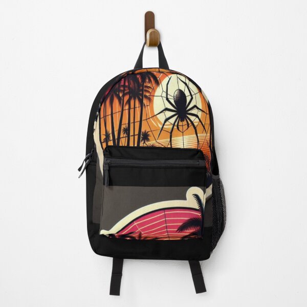 Item preview, A spider on a web among palm trees at sunset designed and sold by FoxinhoSoumaila.