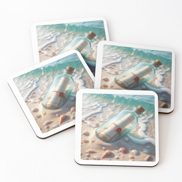 Item preview, Message in a Bottle: An AI Work of a Mystical White Sand Beach for Adventure & Tranquility designed and sold by knalpot-design.
