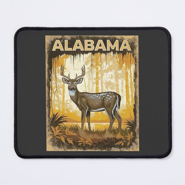 Item preview, "Rustic vintage wildlife poster with Alabama white-tailed deer" designed and sold by PastEcho.