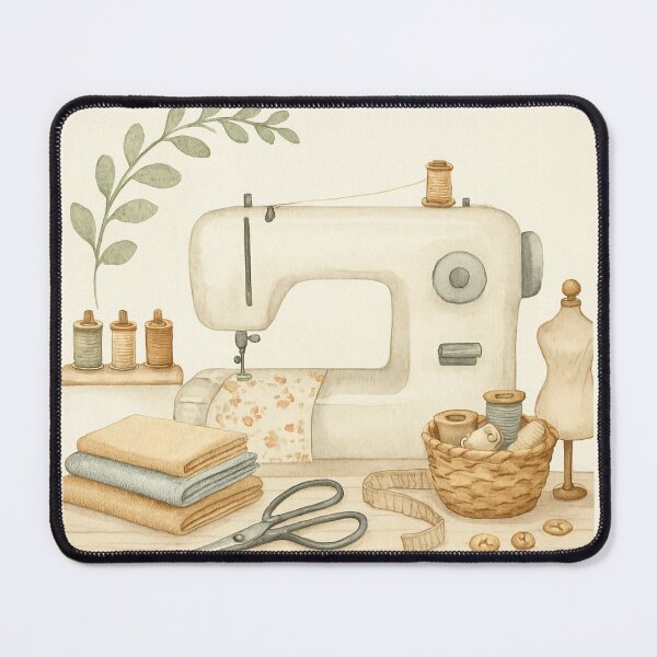 Item preview, Watercolor Sewing Machine and Craft Table Scene designed and sold by Lacritsa .