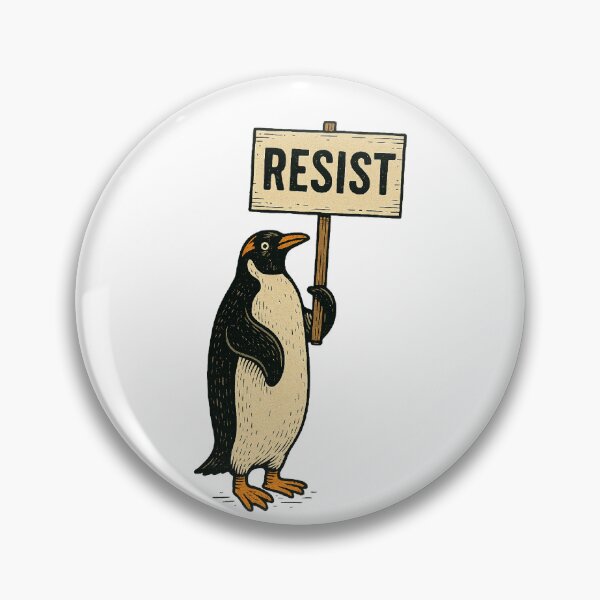 Item preview, Rebel Gentoo Penguins RESIST Anti-Tariff Protest  designed and sold by The Junto Shop.