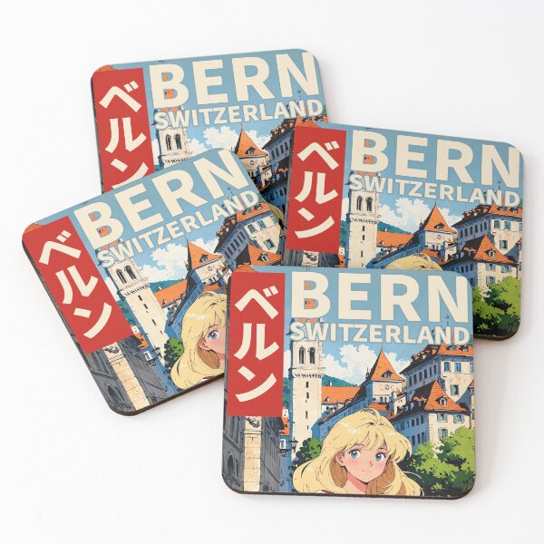 Artikelvorschau, Bern Schweiz Land Blonde Anime Mädchen Stadtbild Retro 80er Jahre Ästhetik entworfen und verkauft von onlyanimevibes.